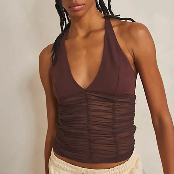 Intimately by Free People In A Cinch Tank Top in “Bitter Bark” Brown - Picture 1 of 9